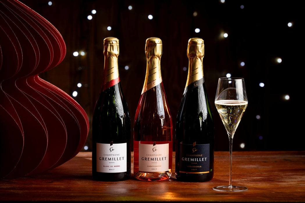 Champagne Gremillet, 3 Bottle Gift Set in Wood
